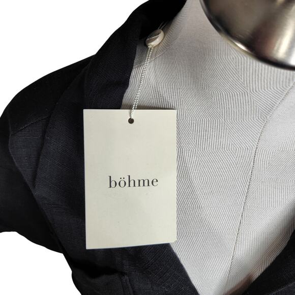 Bohme NWT Alyssa Top Womens Small Black Short Sleeve Textured Cotton‎ Pockets - Picture 4 of 10